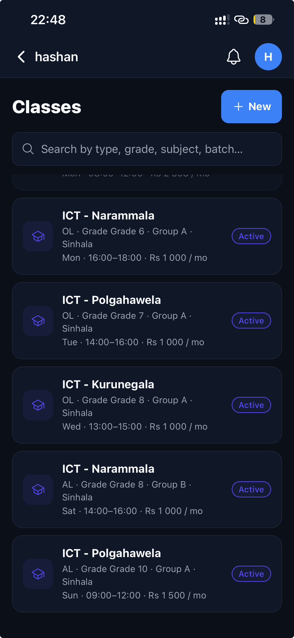 Easyclz app screen