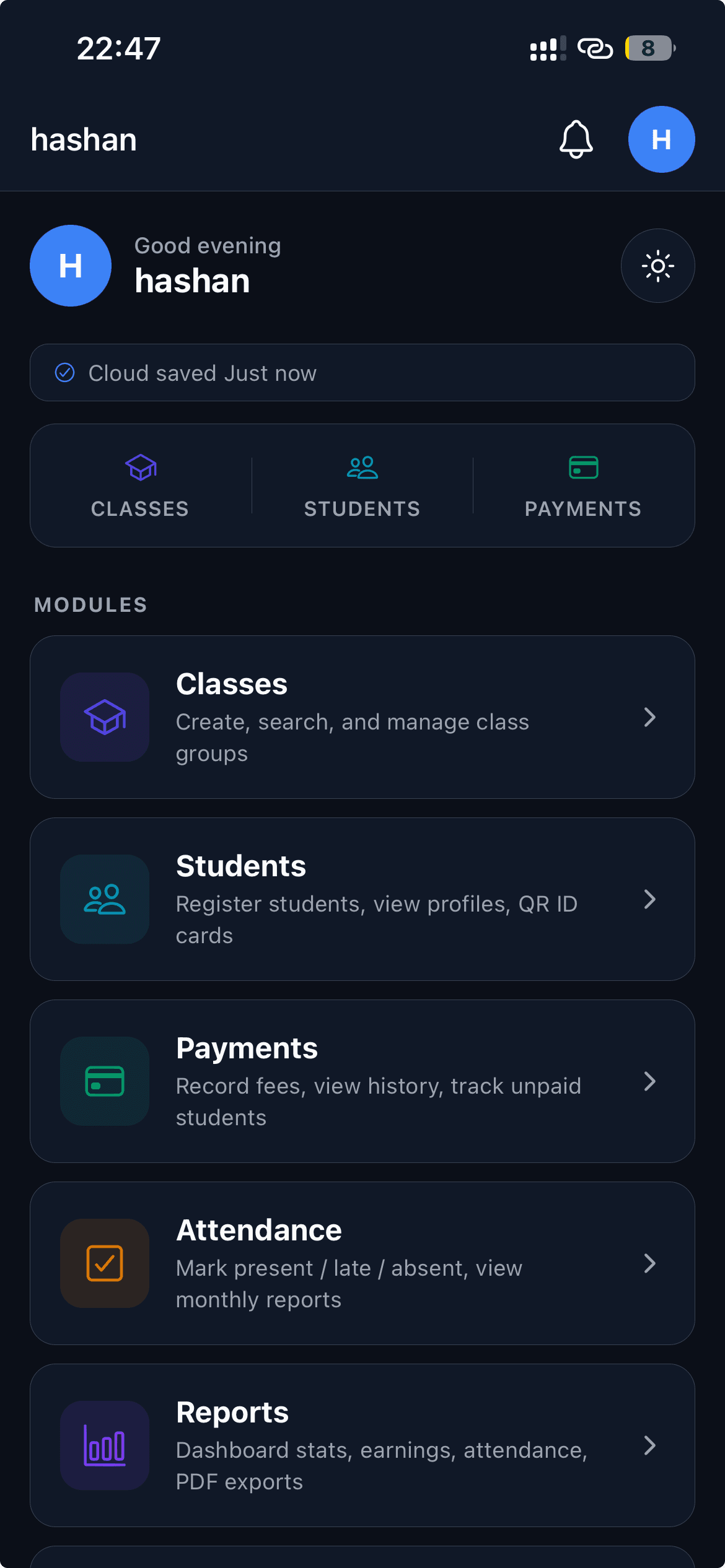 Easyclz app screen